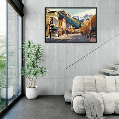 Telluride Historic Main Street - Living Room Black Frame Canvas