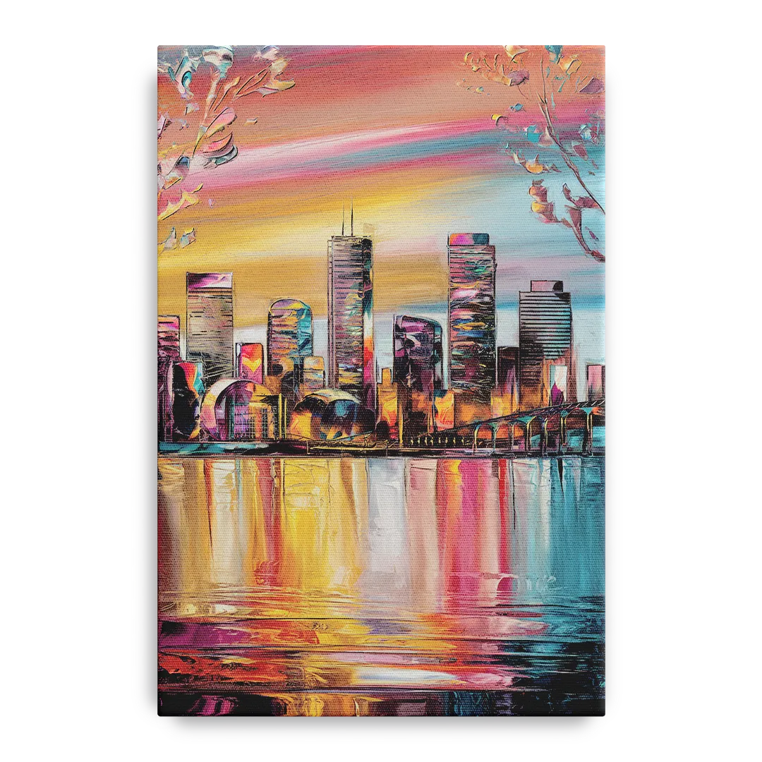 Boston Iconic Skyline Silhouette - Canvas Wall Art