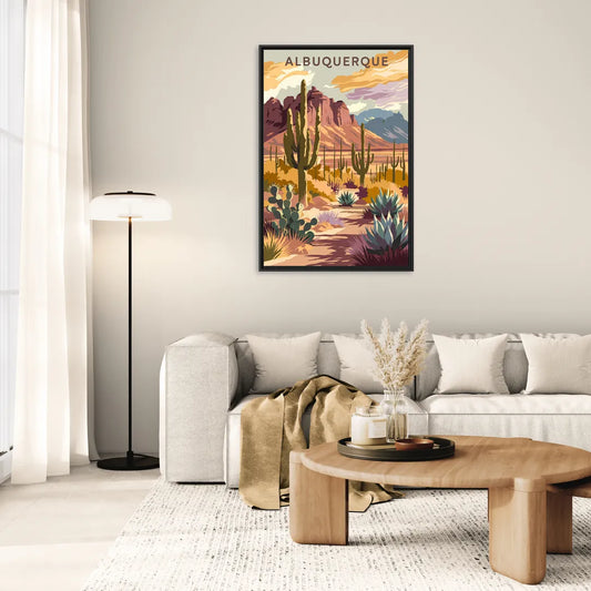 Albuquerque Desert Landscape - Living Room Black Frame Canvas