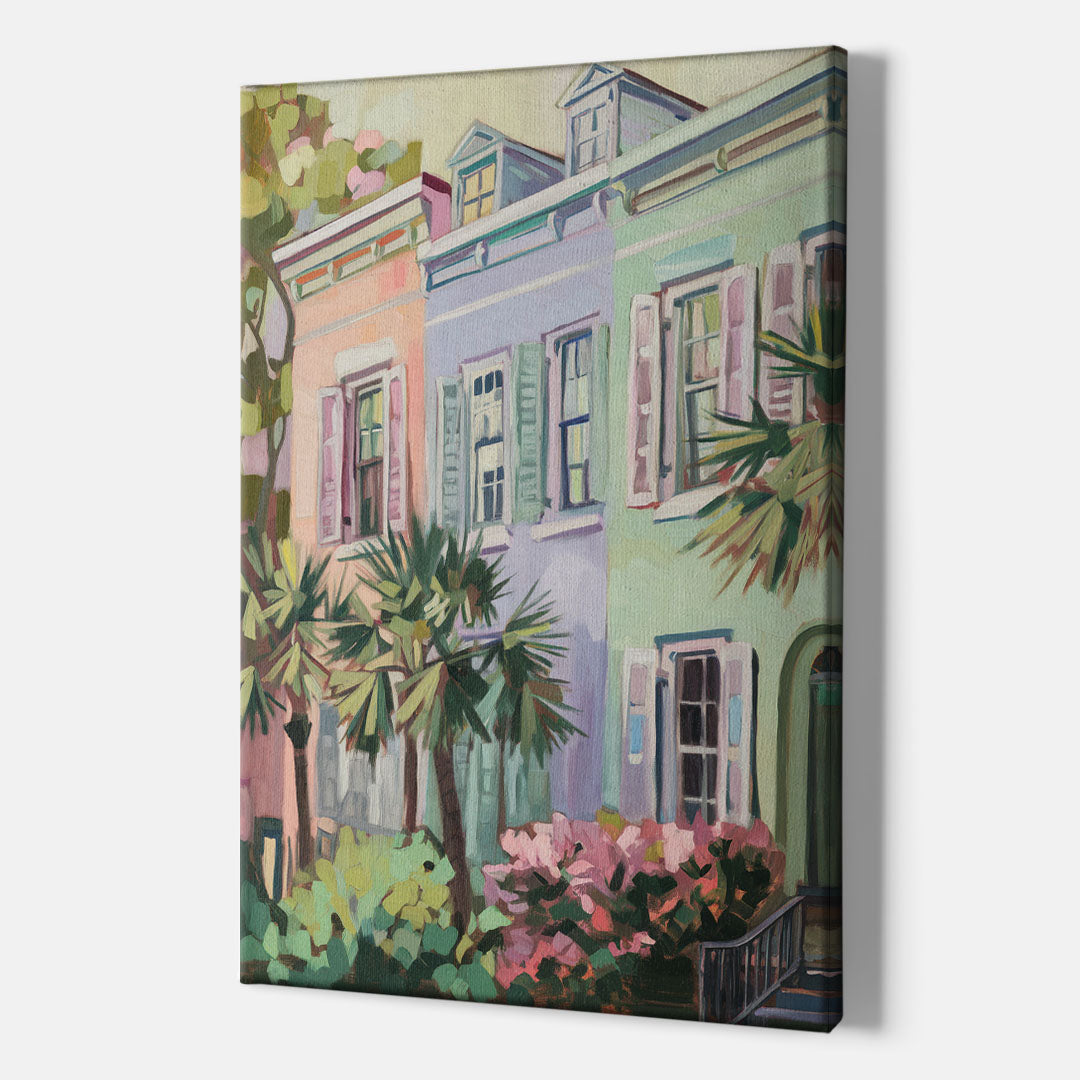 Charleston Rainbow Row - Canvas Wall Art Indoor