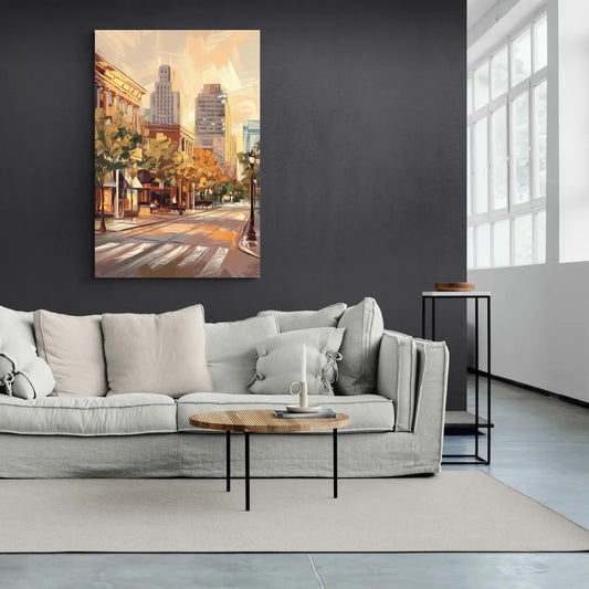 Raleigh Downtown Streetscape - Canvas Wall Art Living Room