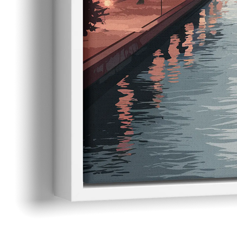 Philadelphia Skyline in Fog - Close-Up White Frame Canvas