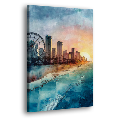 Myrtle Beach Coastal Skyline - Canvas Print Art Sides