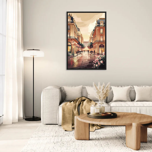 Camden Urban Charm Cityscape - Living Room Black Frame Canvas