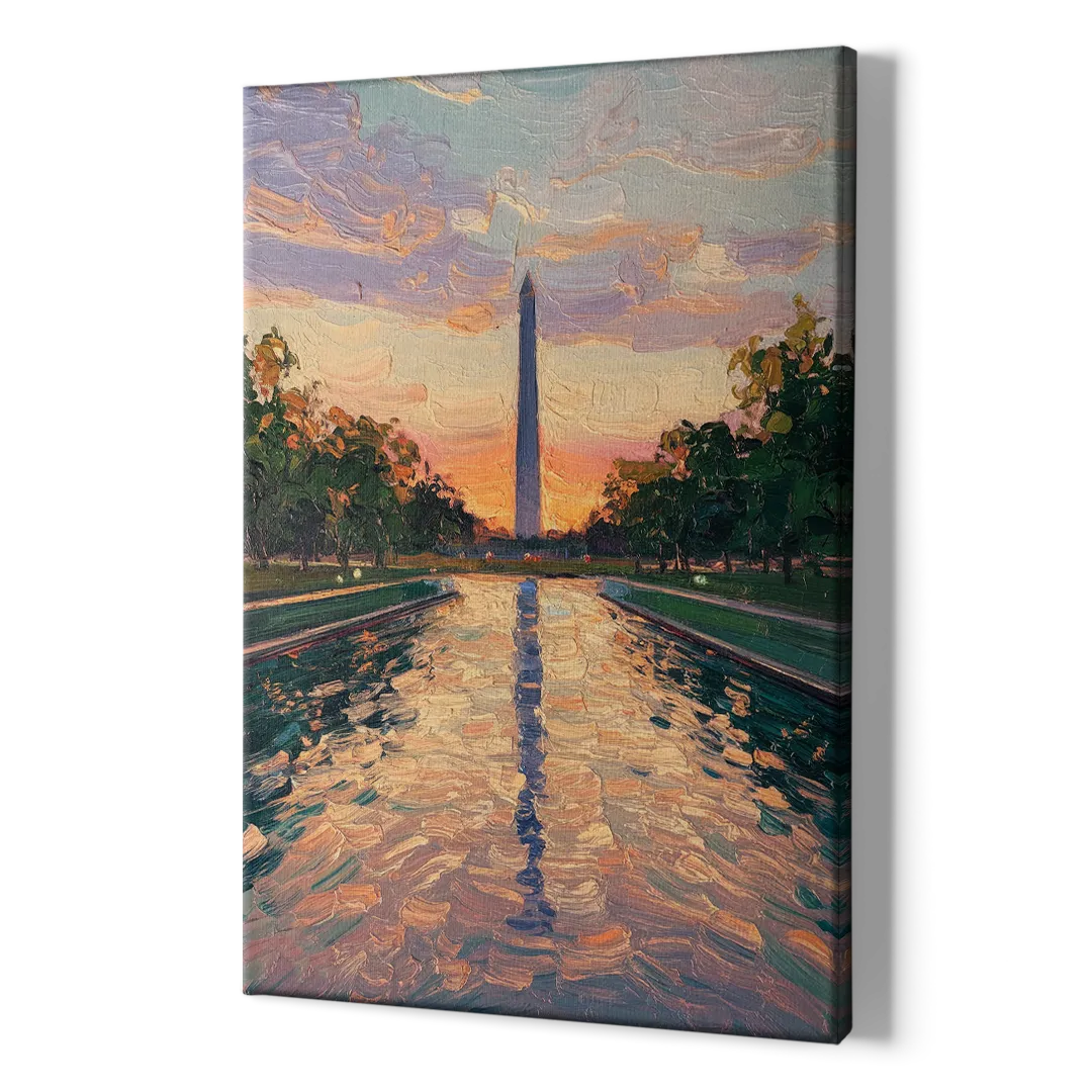 Washington Monument Reflection - Canvas Print Art Sides