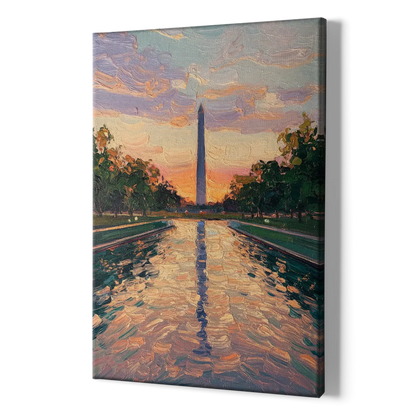 Washington Monument Reflection - Canvas Print Art Sides