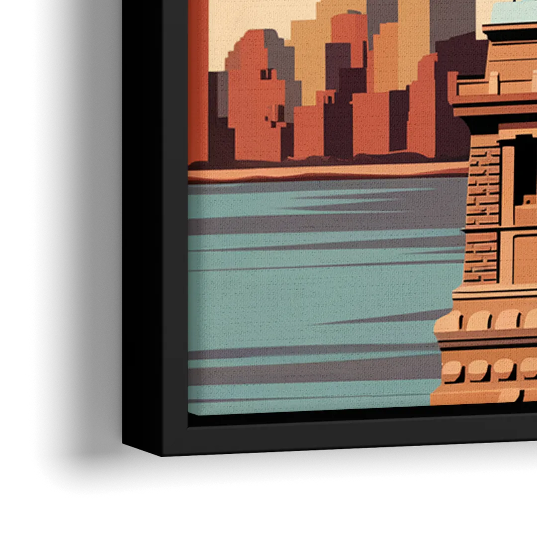 New York City Statue of Liberty - Close-Up Black Frame Canvas