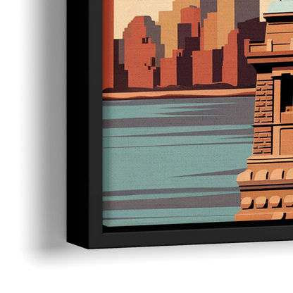 New York City Statue of Liberty - Close-Up Black Frame Canvas