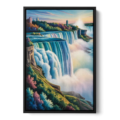 Niagara Falls Color Burst - Black Frame Canvas