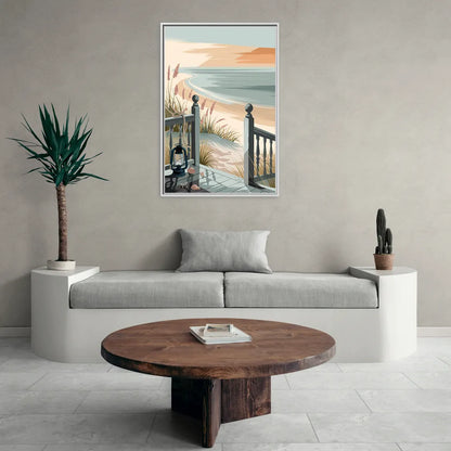 Seaside Nautical Charm - Living Room White Frame Canvas