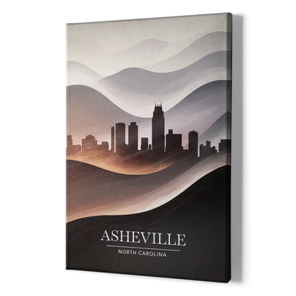 Asheville Skyline and Mountains - Canvas Print Art Sides