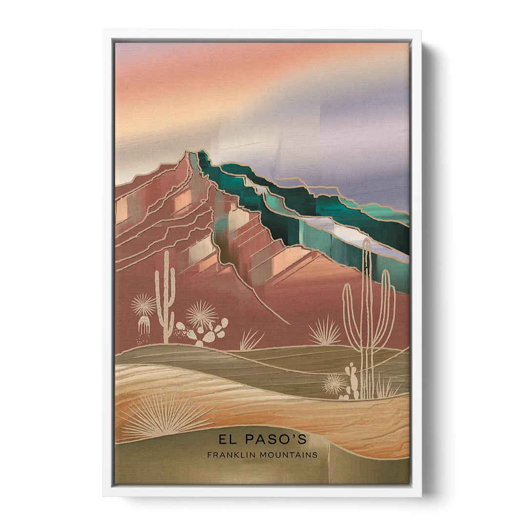 El Paso Franklin Mountains - White Frame Canvas