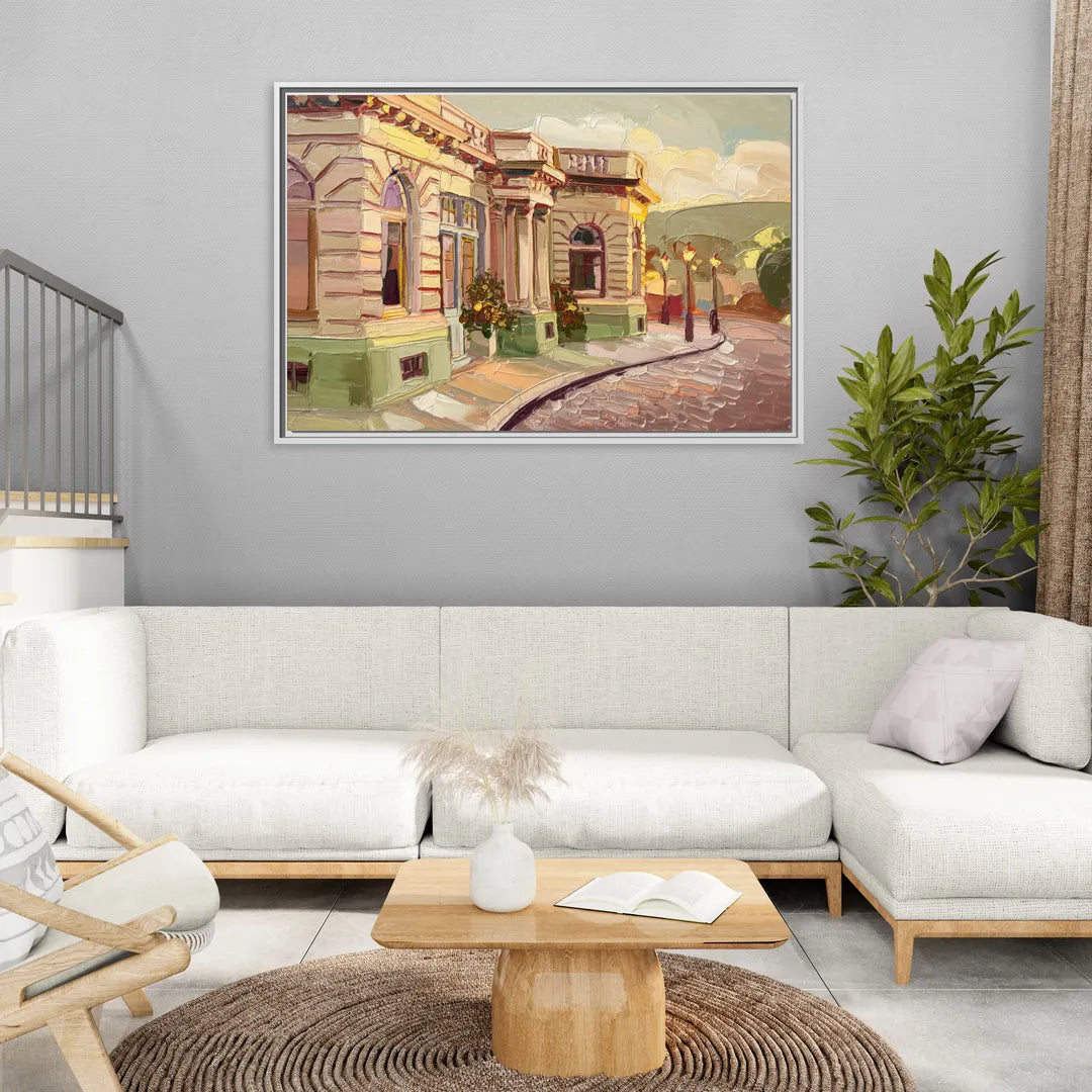 Dunedin Historic Architecture - Living Room White Frame Canvas