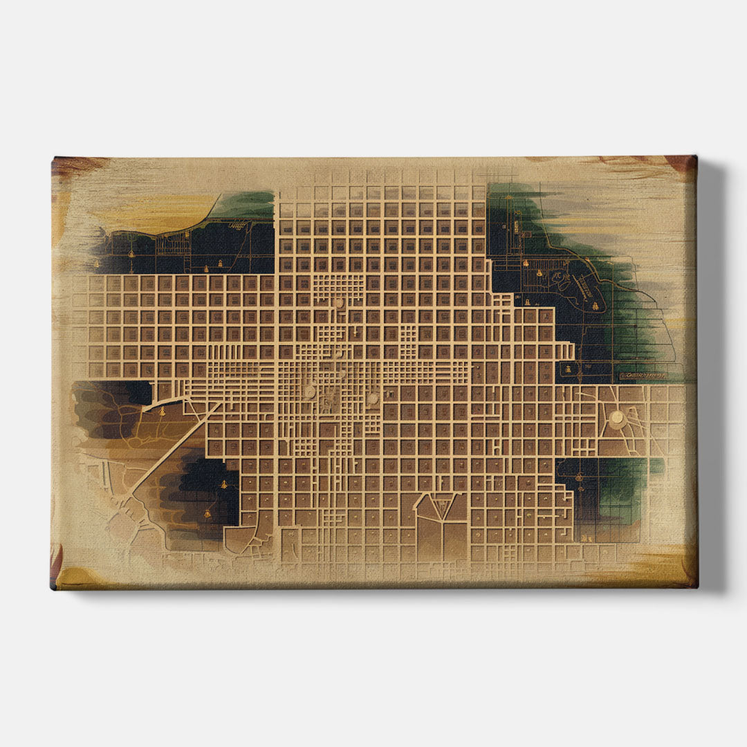 Denver Neighborhood Map - Canvas Wall Art