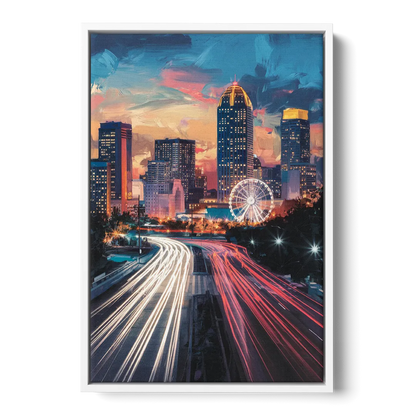 Atlanta Downtown Landmarks - White Frame Canvas