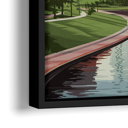 Omaha Downtown View - Close-Up Black Frame Canvas