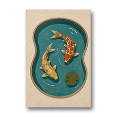 1950s Wall Art of Koi in a Kidney Pond - Canvas Wall Art - Front