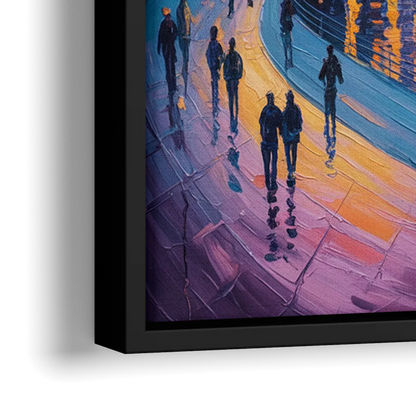 Vancouver Skyline at Dusk - Close-Up Black Frame Canvas