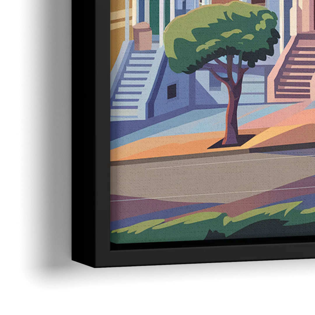 San Francisco Painted Ladies - Close-Up Black Frame Canvas