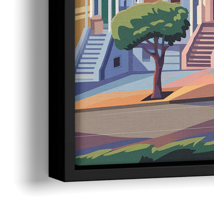 San Francisco Painted Ladies - Close-Up Black Frame Canvas