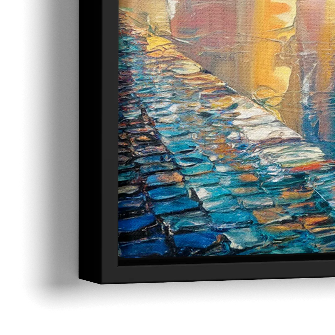 Boston Harbor Sunrise - Close-Up Black Frame Canvas