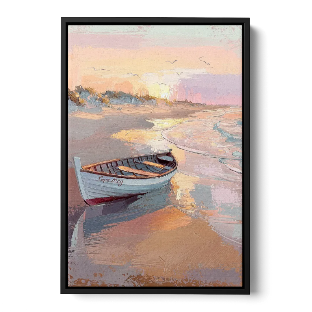 Cape May Beach Sunrise - Black Frame Canvas