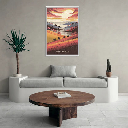 Fayetteville Sunset Views - Living Room White Frame Canvas
