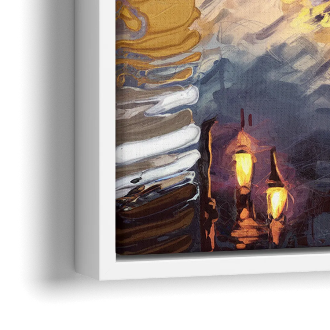 Providence Cityscape Reflection - Close-Up White Frame Canvas
