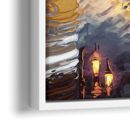 Providence Cityscape Reflection - Close-Up White Frame Canvas