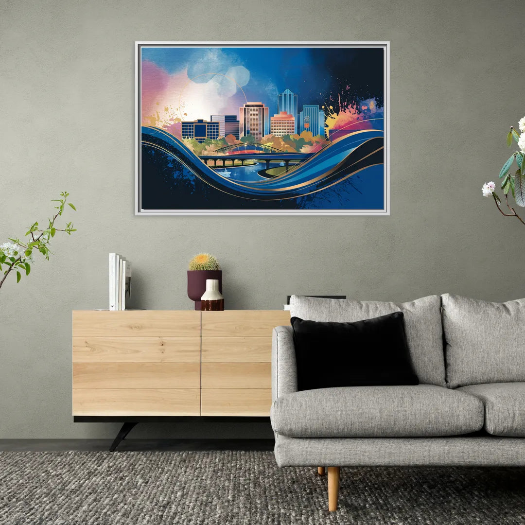 Boise State Skyline - Living Room White Frame Canvas