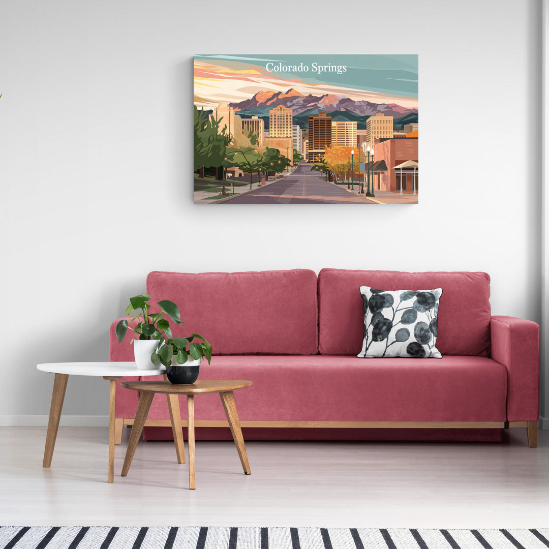 Colorado Springs Downtown Charm - Canvas Wall Art Living Room
