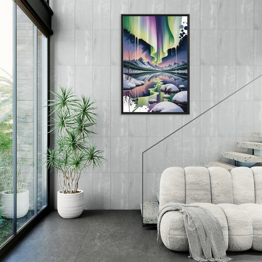Churchill Northern Lights - Living Room Black Frame Canvas