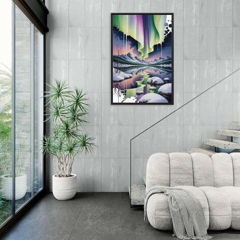 Churchill Northern Lights - Living Room Black Frame Canvas