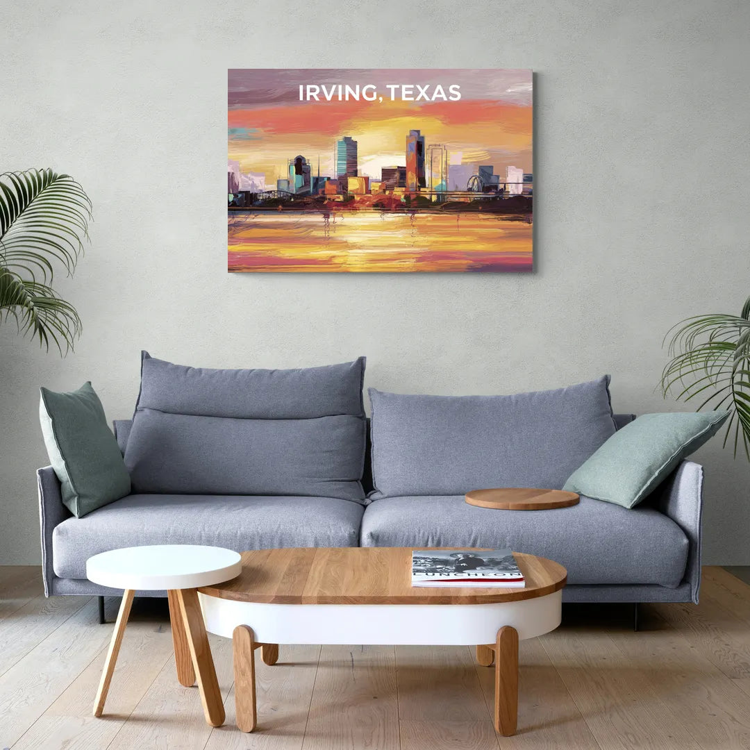 Irving Cityscape Sunset - Canvas Wall Art Living Room