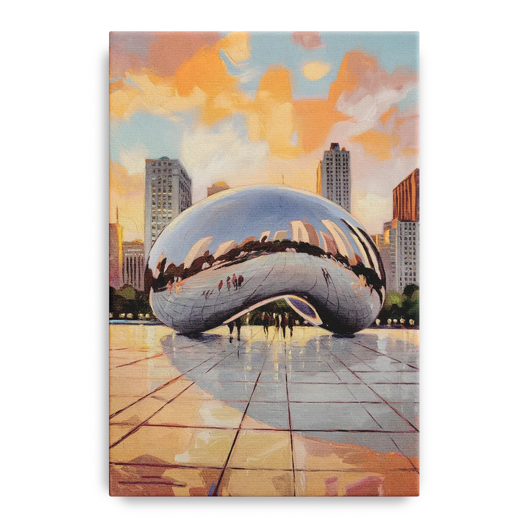 Chicago Cloud Gate Reflection - Canvas Wall Art