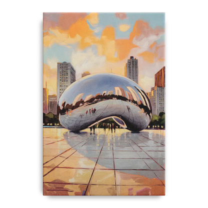 Chicago Cloud Gate Reflection - Canvas Wall Art
