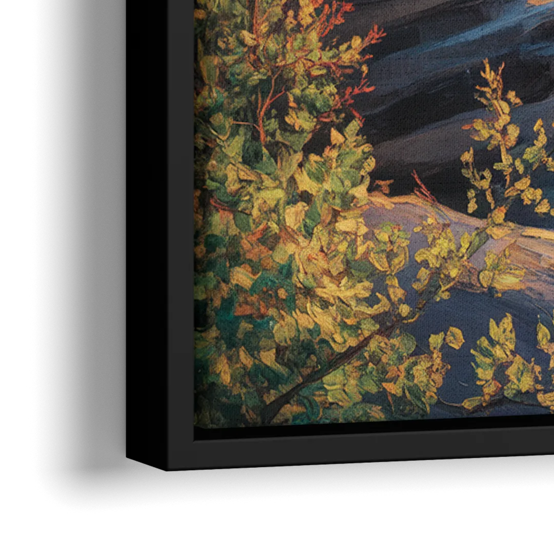 Athabasca Falls Majesty - Close-Up Black Frame Canvas