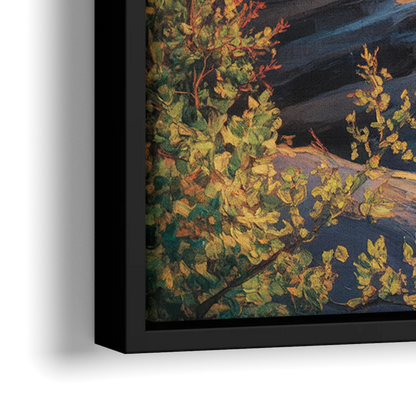 Athabasca Falls Majesty - Close-Up Black Frame Canvas