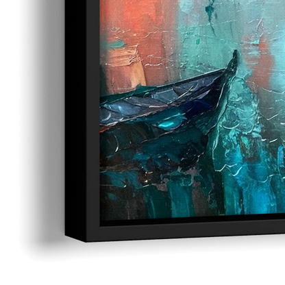 Norfolk Harbor Reflections - Close-Up Black Frame Canvas