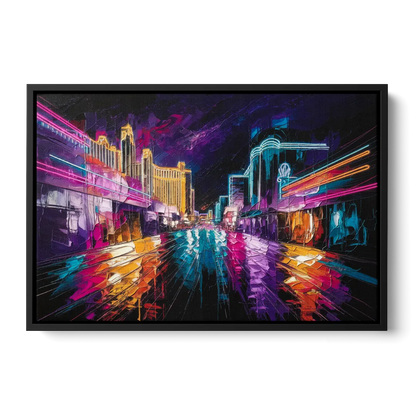 Las Vegas Neon Nights - Black Frame Canvas