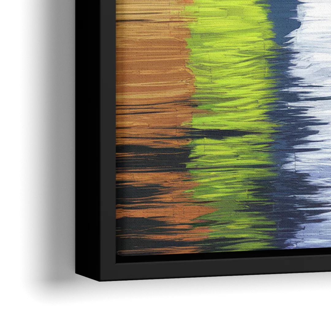 Dallas Skyline Reflection - Close-Up Black Frame Canvas