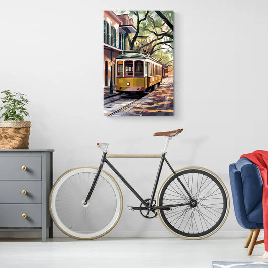 New Orleans Historic Streetcars - Canvas Wall Art Living Room