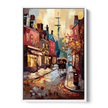 Salem New England Streets - White Frame Canvas
