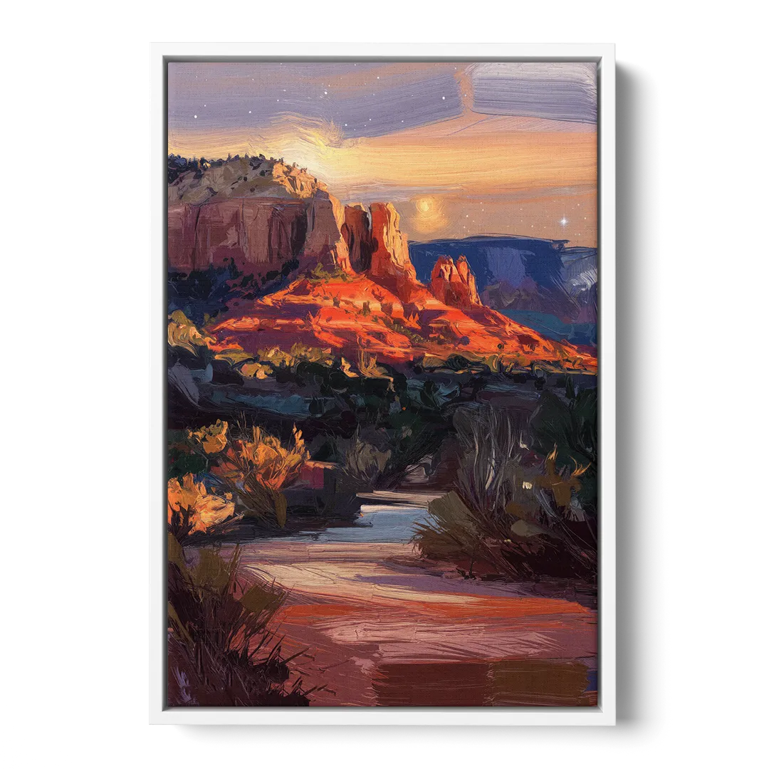 Sedona Evening Sky Glow - White Frame Canvas