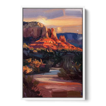 Sedona Evening Sky Glow - White Frame Canvas