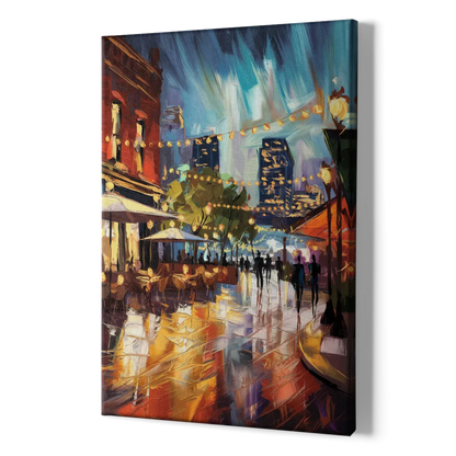 Fort Worth Sundance Square Lights - Canvas Print Art Sides