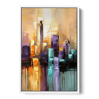 Austin Moody Cityscape - White Frame Canvas