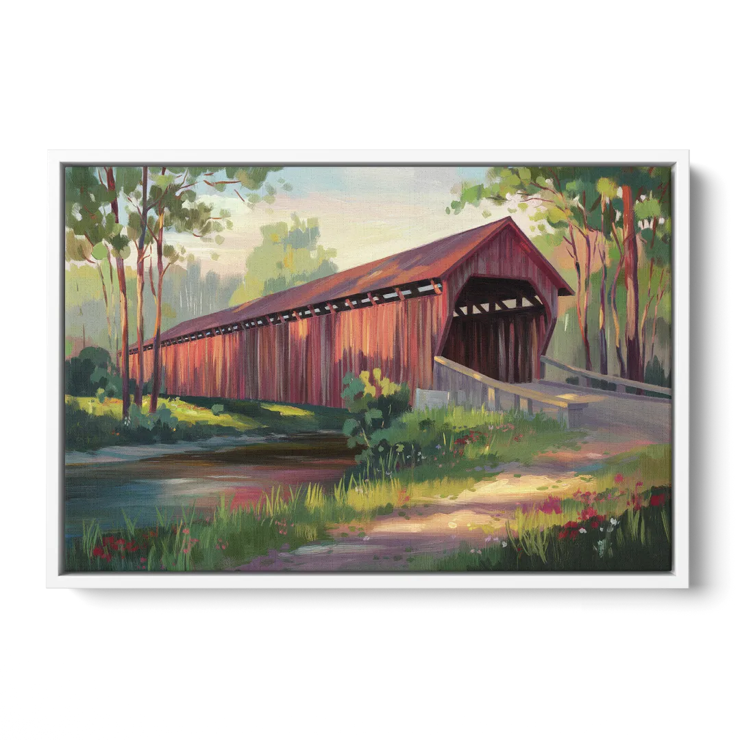Ashland Covered Bridge - White Frame Canvas