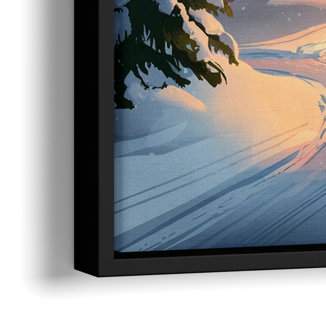 Park City Snowy Landscape - Close-Up Black Frame Canvas