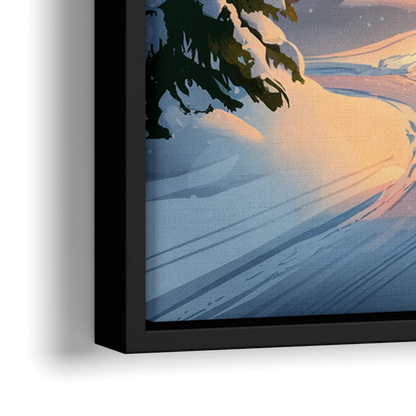 Park City Snowy Landscape - Close-Up Black Frame Canvas